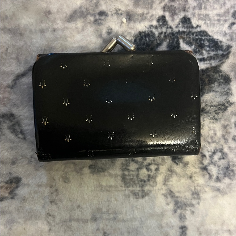 Vintage black cowhide leather mini wallet made in Western Germany
